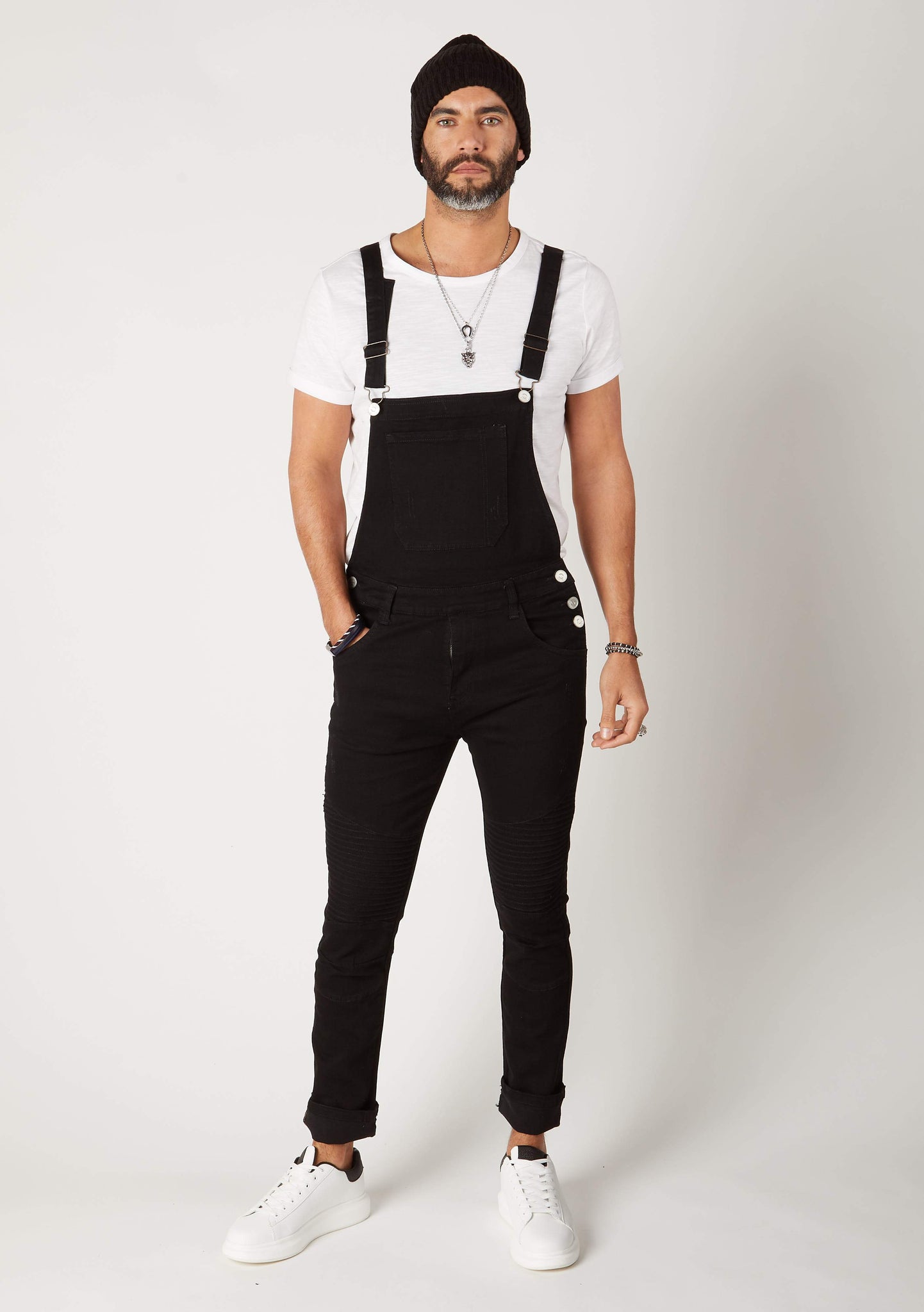 black skinny jean dungarees