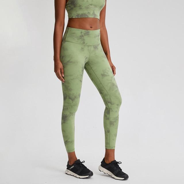 Green Tie Dye Max High Waist Leggings Yoga pants Mindfulness-HOP Activewear Tie Dye Green Size4-XS 