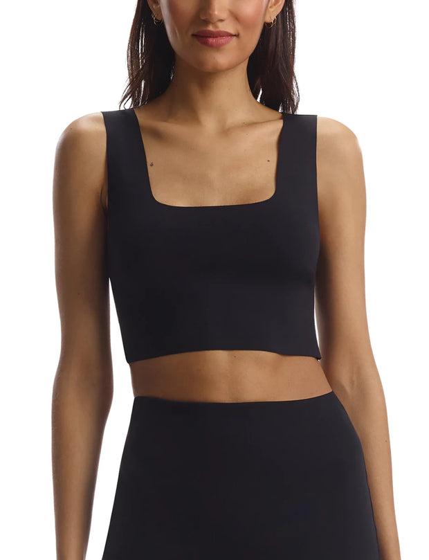 commando Faux Leather Square Neck Crop Top Black XS at  Women's  Clothing store