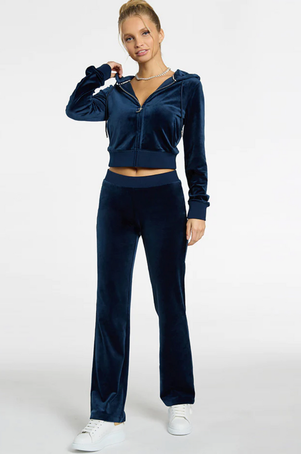 Juicy Couture Monogram Cropped Velour Bomber Jacket