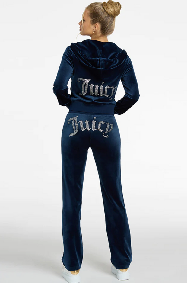 Juicy Couture Women's OG Big Bling Velour Track Pants / Regal Blue