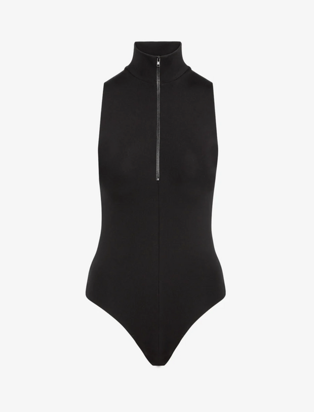 Commando Neoprene Zip Long Sleeve Bodysuit Black