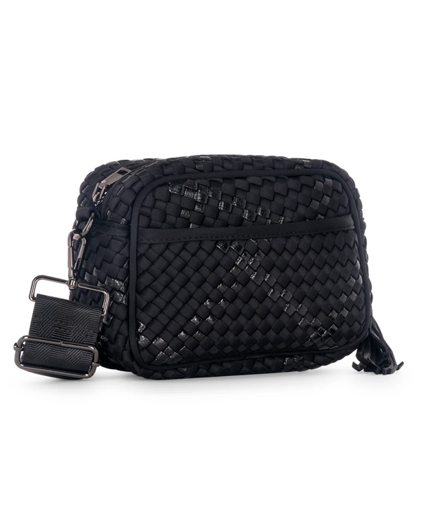 Think Royln Bum Bag Crossbody in Studded White Patent Leather