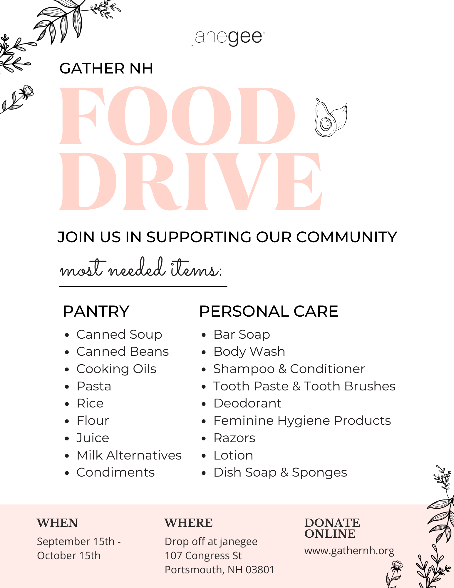 Gather NH Food Drive Items Needed