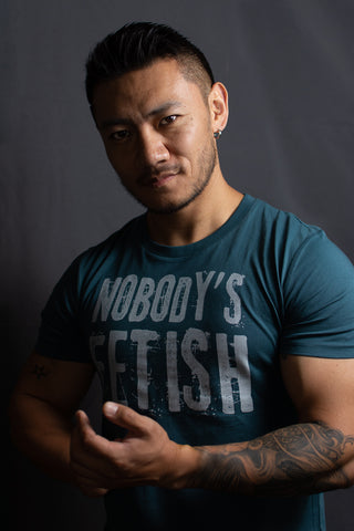 Asian Man wearing Nobody's Fetish T-shirt 