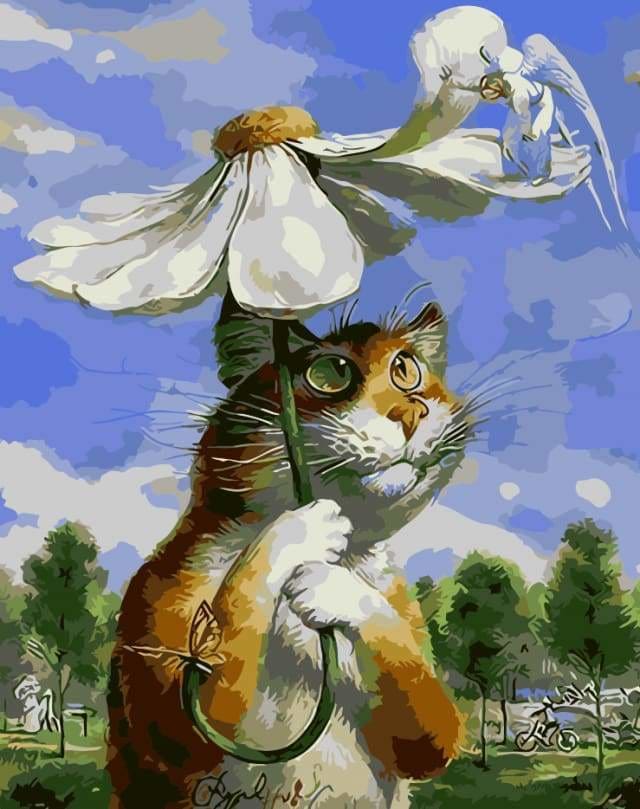 Peinture Par Numeros Chat Et Marguerite Figured Art