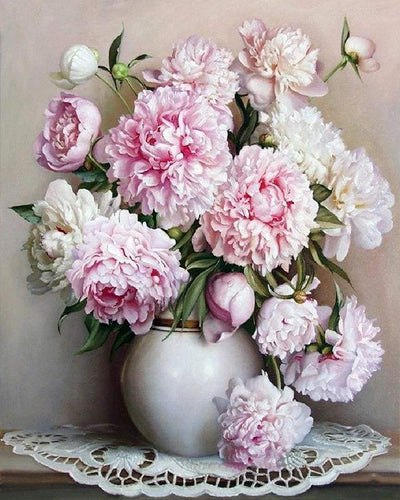 Tableau contemporain floral romantique  Bouquet de pensées rose