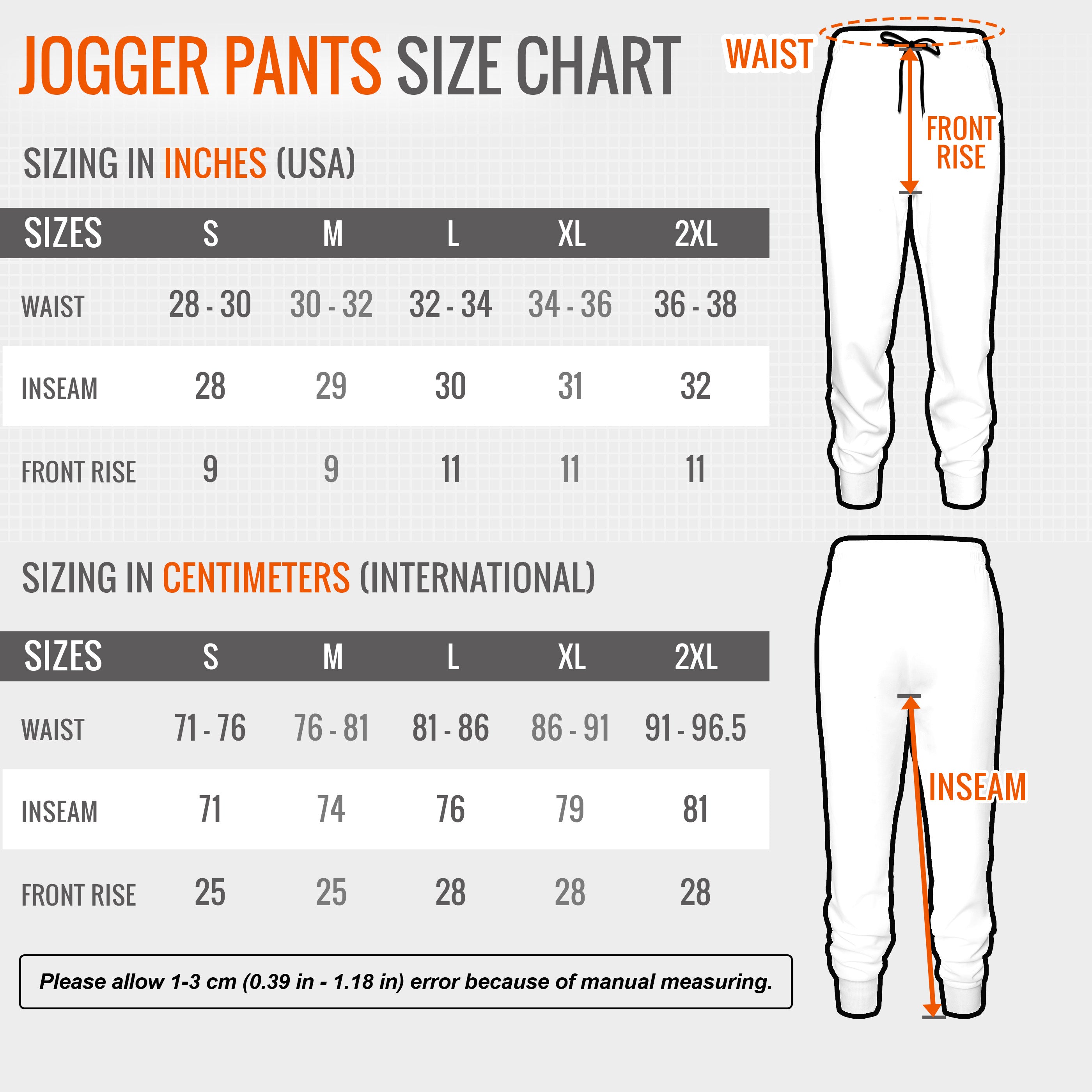 Carnival - Sizes Chart - Jogger 2.0