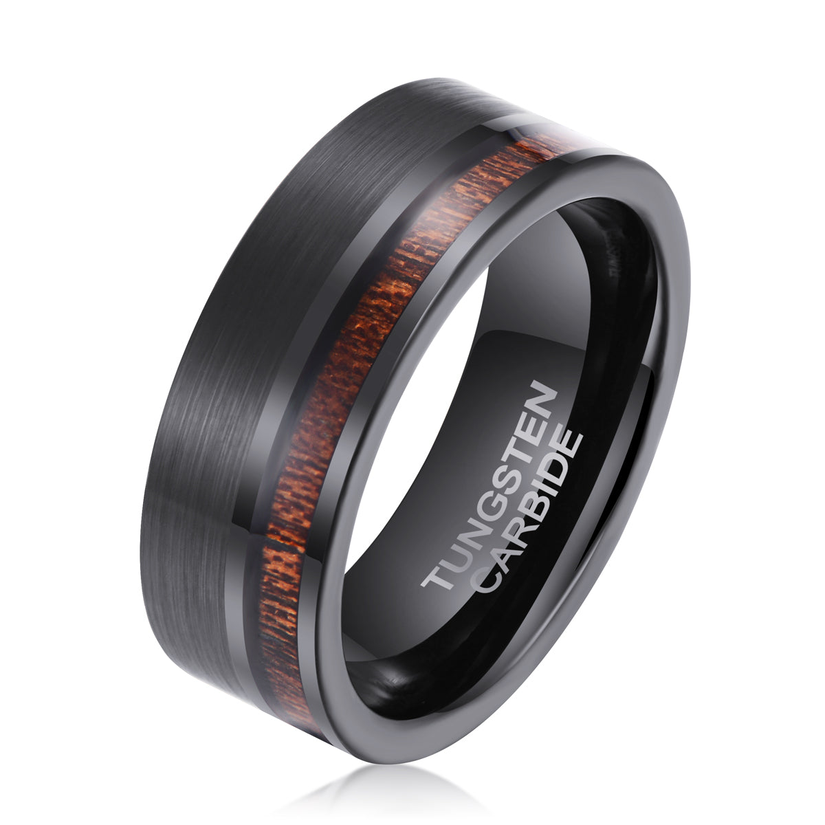 Men's Koa Wood Black Tungsten Ring WR-106 - The Silver Goose SA product image