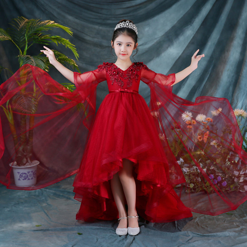 red floral evening gown