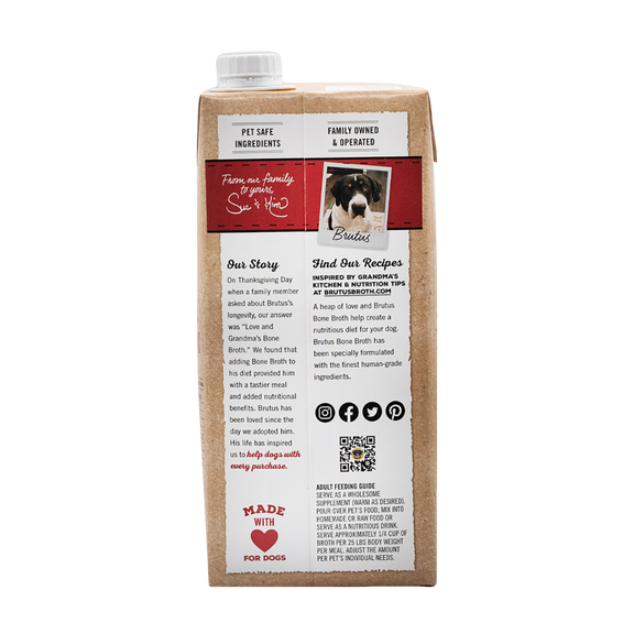 Pork Brutus Bone Broth back of box with Our Story. Please reference our About Us page for full details.