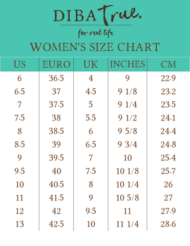 Diba True Women's Size Chart