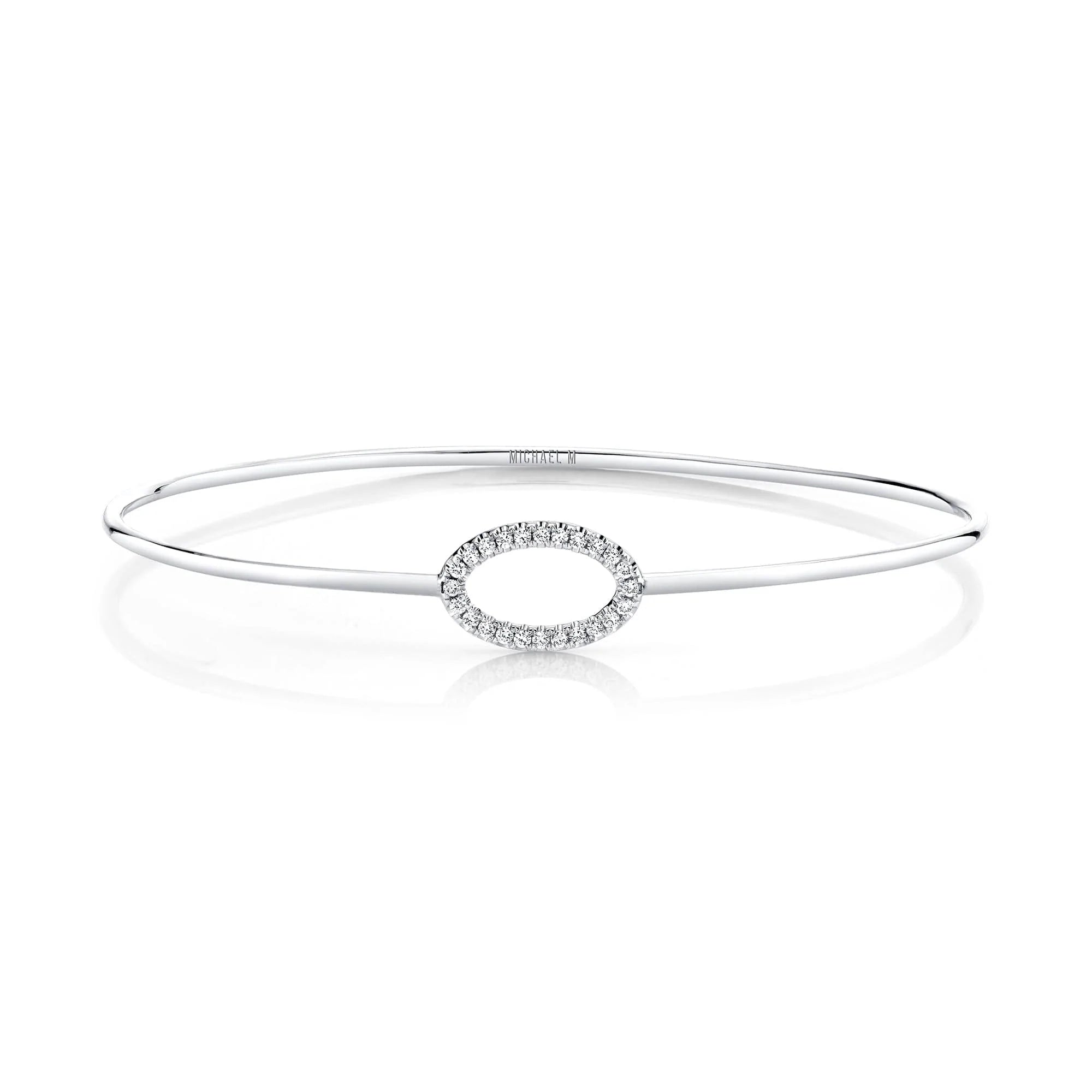 14K White Gold Pave Bangle