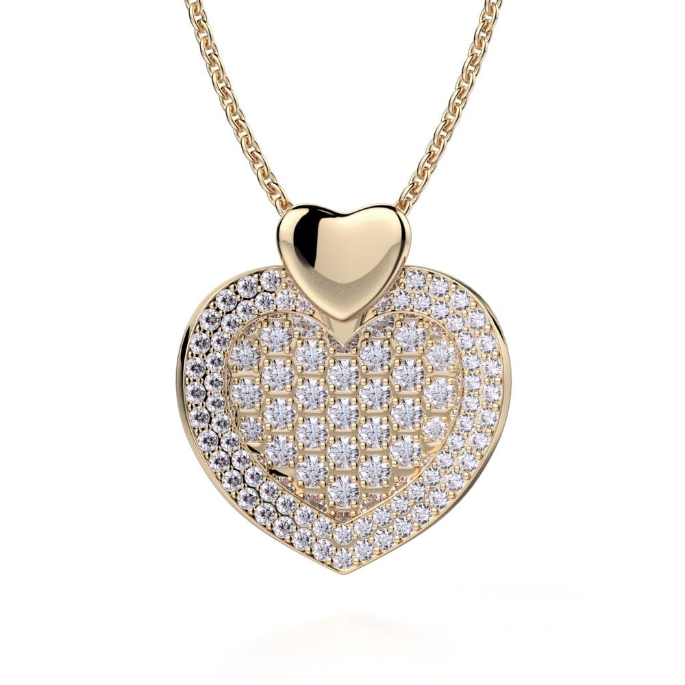 Yellow Gold Diamond Heart Lock Necklace