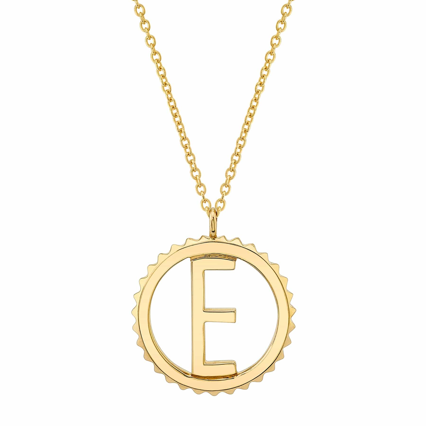 Charm pendant letter E with white stones gold plated