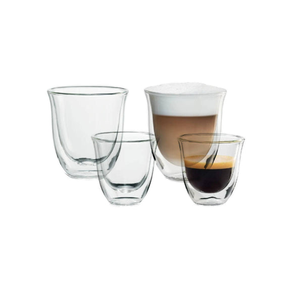 De'Longhi Double Wall Thermo Espresso Glass, Clear, 2 oz - 2 pack