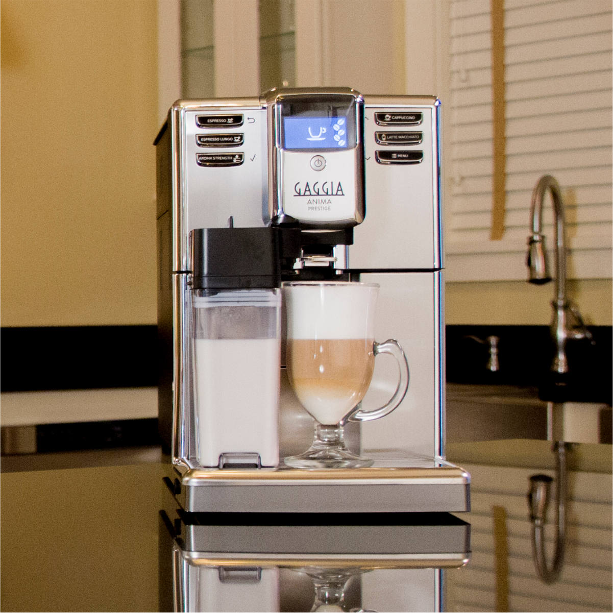 Not only does the Gaggia Anima Prestige deliver superior performance, but it also boasts a compact design that seamlessly fits onto any kitchen countertop, adding convenience and style to your space. Its user-friendly interface ensures easy navigation, allowing you to personalize the machine's settings to suit your preferences.
