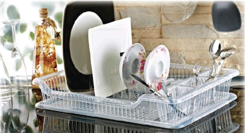 Durane 2 Tier Dish Drainer With Glass Holder & Drip Tray (Pink)