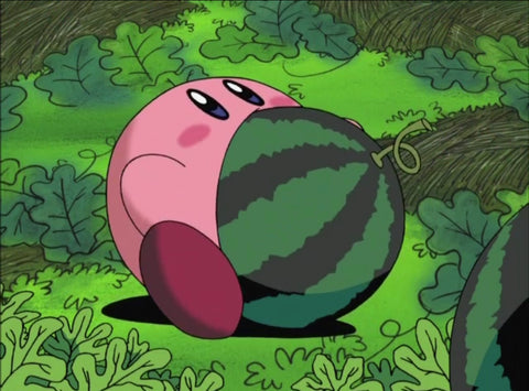 Anime Kirby Swallowing a Watermelon Whole