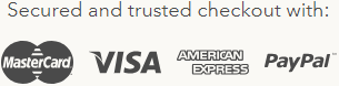 Secured and trusted checkout with Mastercard, Visa, American Express and Paypal