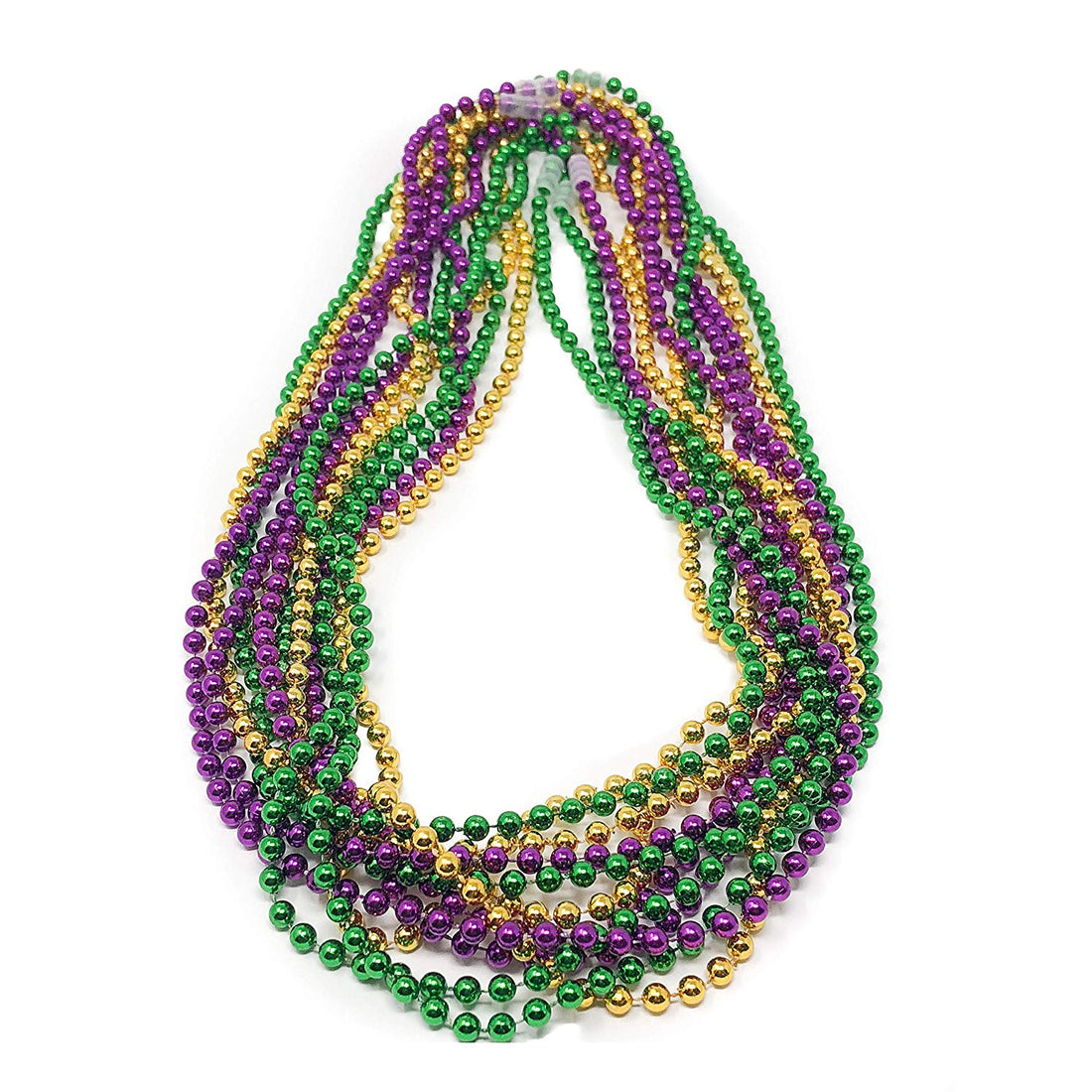 144 Mardi Gras Beads 33 Metallic Necklace Bulk Assortment Bulk