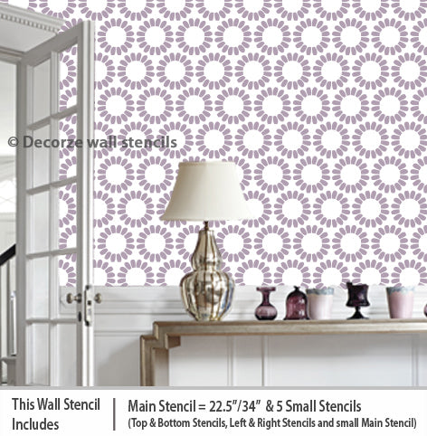 beautiful flower stencils room USA