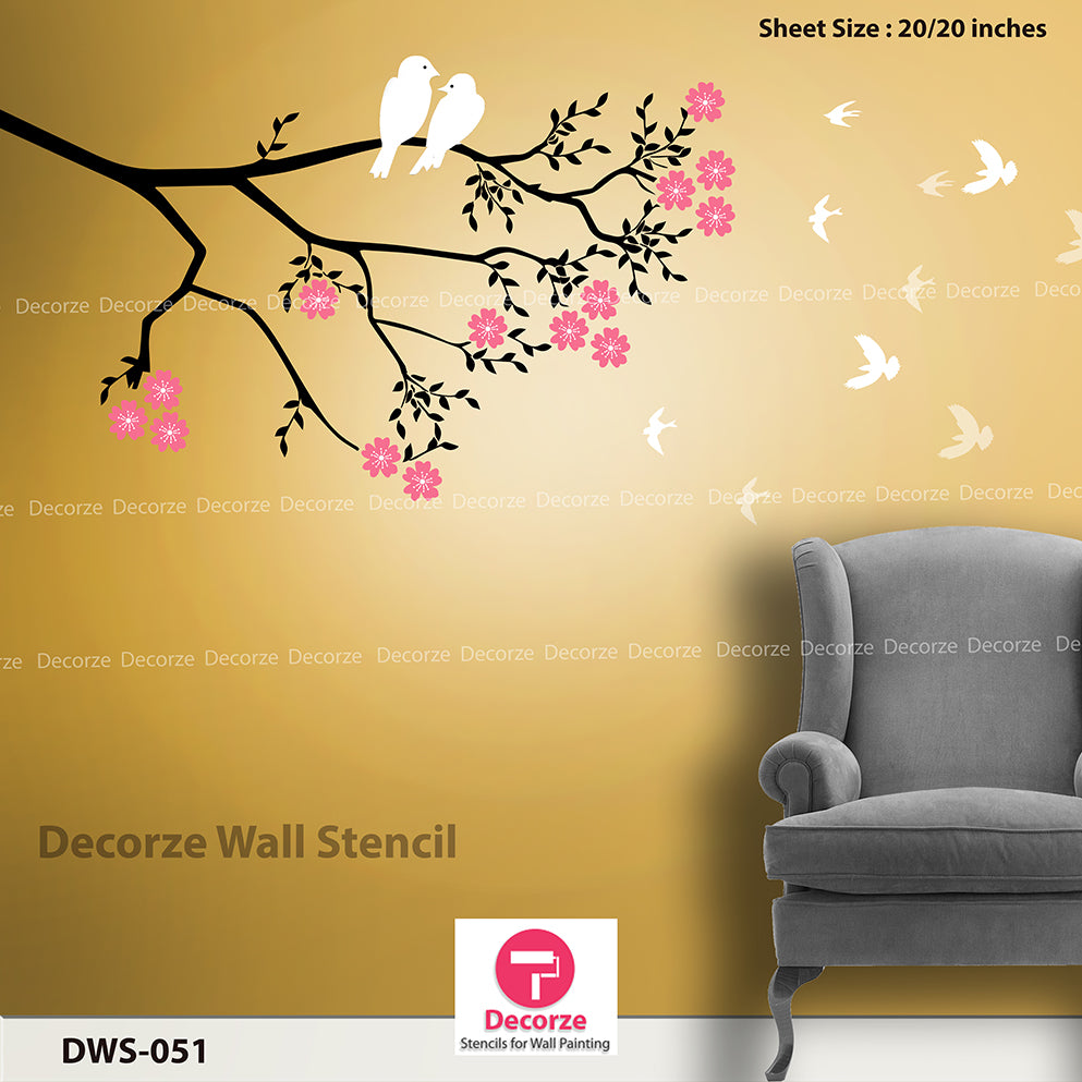 Loving birds paiting ideas| Bedroom Wall painting Ideas. Stencils|Wall