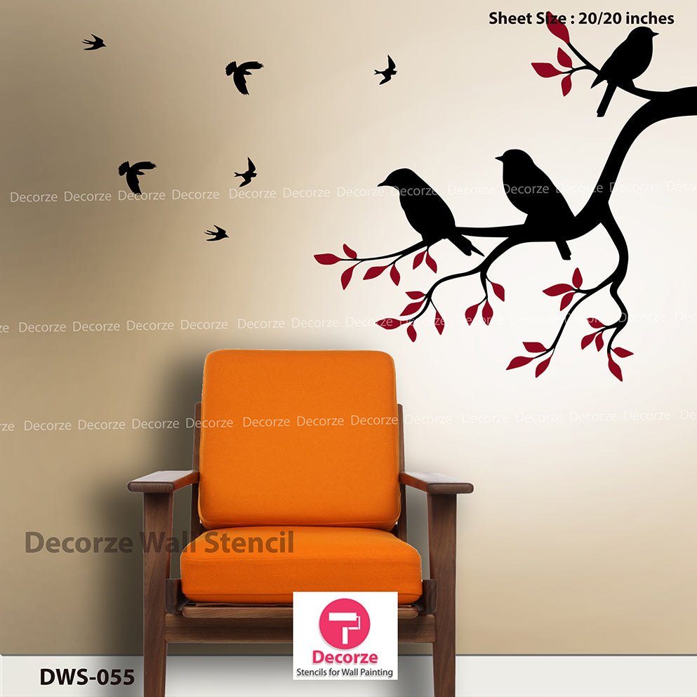 Tree branch stencils | Living room wall painting | Wall Painting