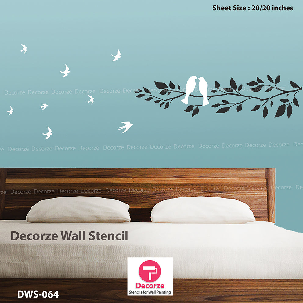 Bedroom wall painting ideas | tree branch stencils | Wall Painting ...