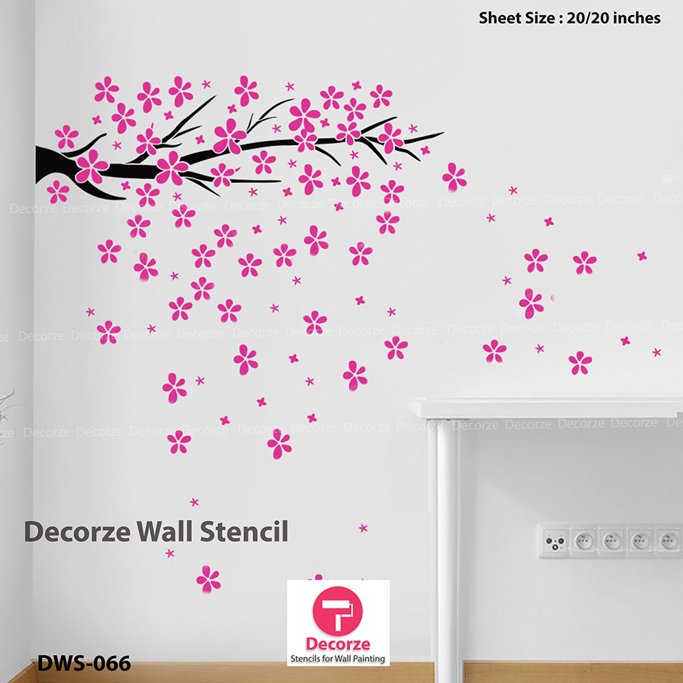 Cherry flowers | kids room wall stencils | kids room wall painting ...