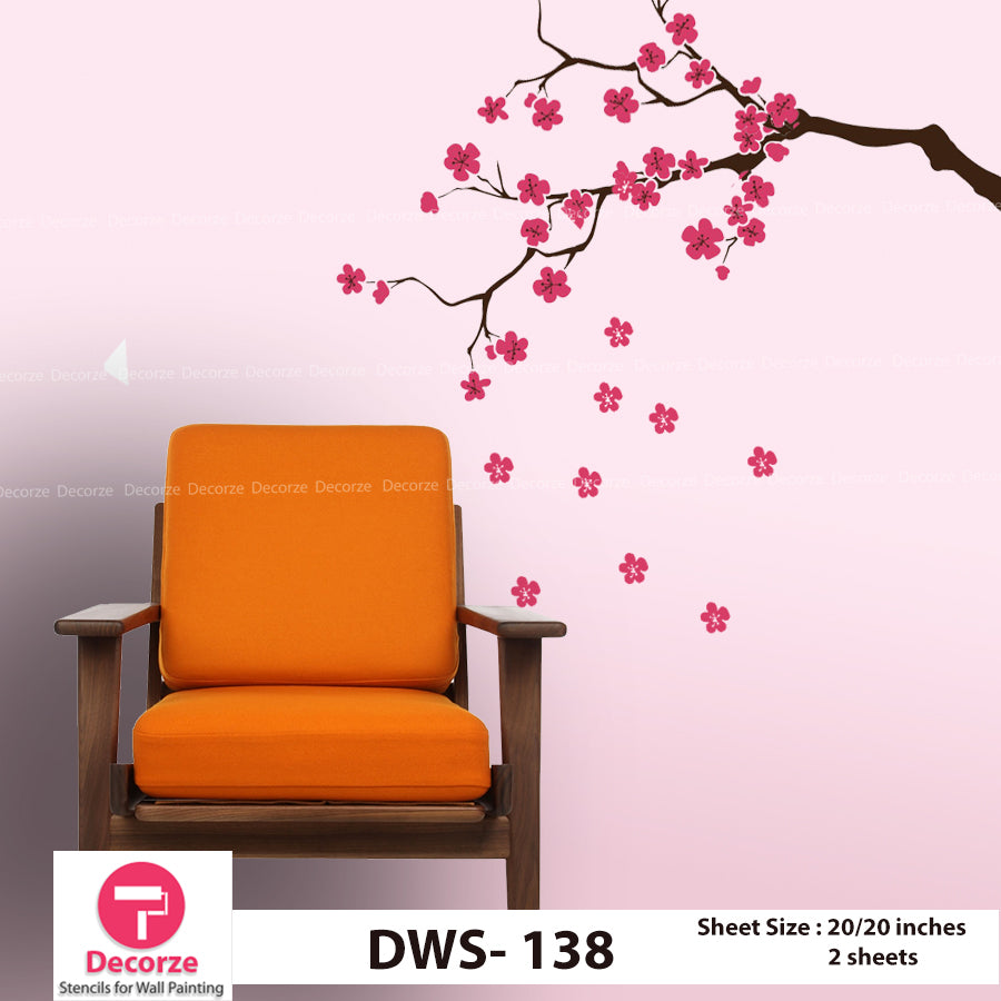 Tree Branch and Cherry Blossom Tree Wall Stencil | Wall Painting ...