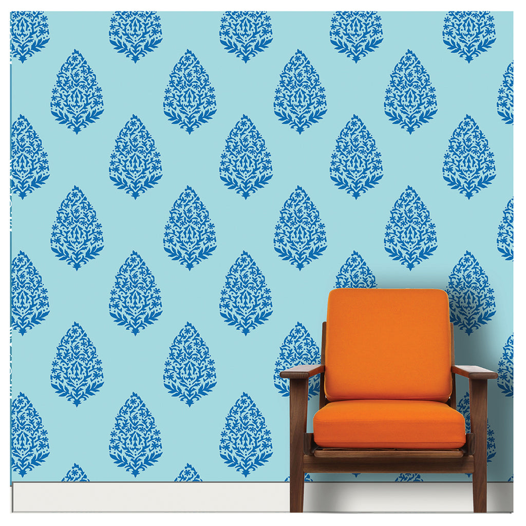 Floral Motif Stencil design for living room wall Painting ideas ...