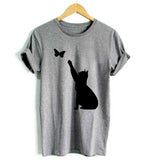 Cat Catching Butterfly Shirt - Fashion Cat Design
