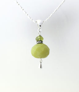 Olive Jade and Peridot Necklace for Heart Chakra