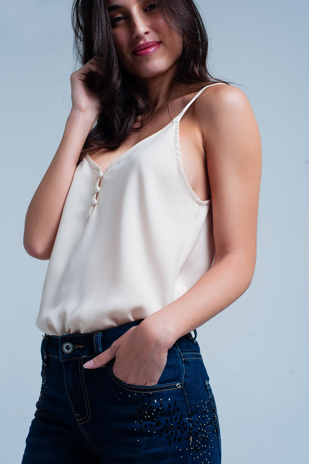 beige cami top