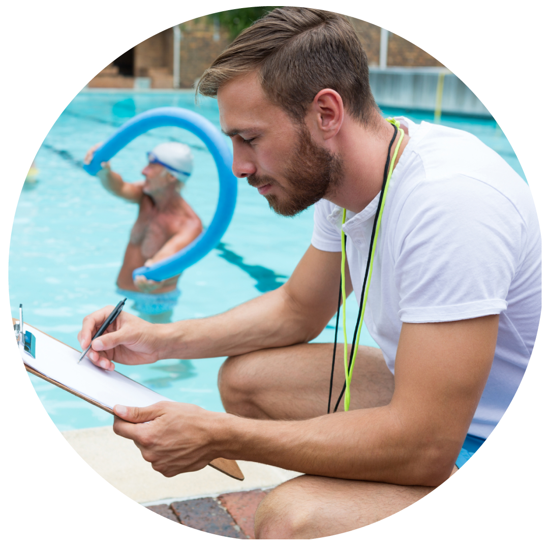 Operator with pool log. Pool Training Academy