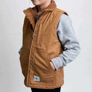 Western Kids Brown Work Sherpa Vest - mygreentoy.com