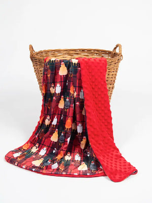 Holiday Plaid Chickens Minky Blanket - mygreentoy.com