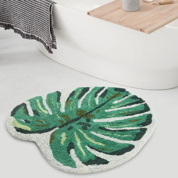 Green Leaf Bath Mat , Tufted Bathroom Rug – sweaterpicks