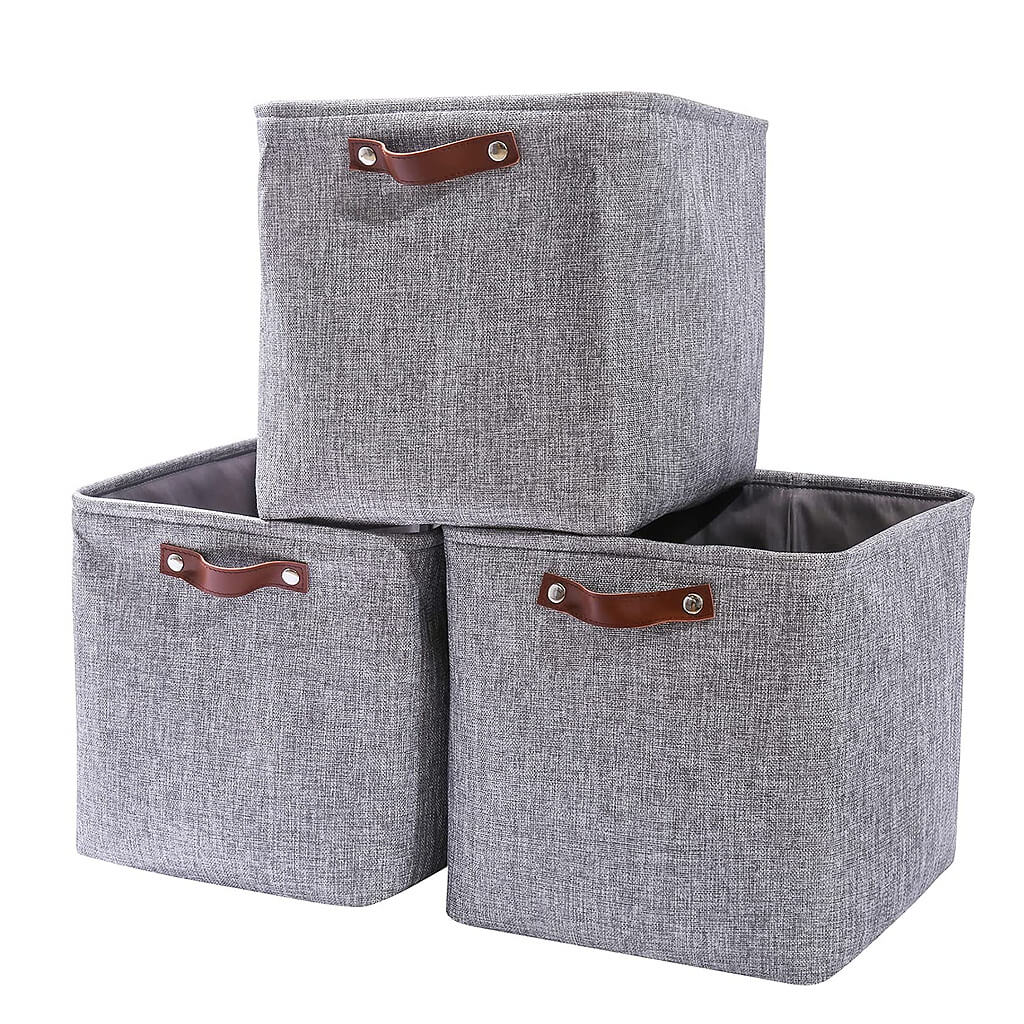 Storage Boxes Cube | 30cm Grey Fabric Storage Baskets for Toys Nursery ...