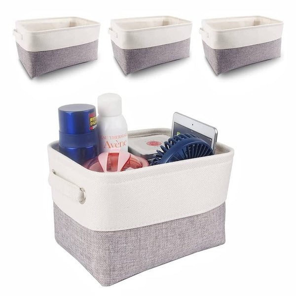Washable Fabric Storage Boxes Foldable Basket Organizers Blue