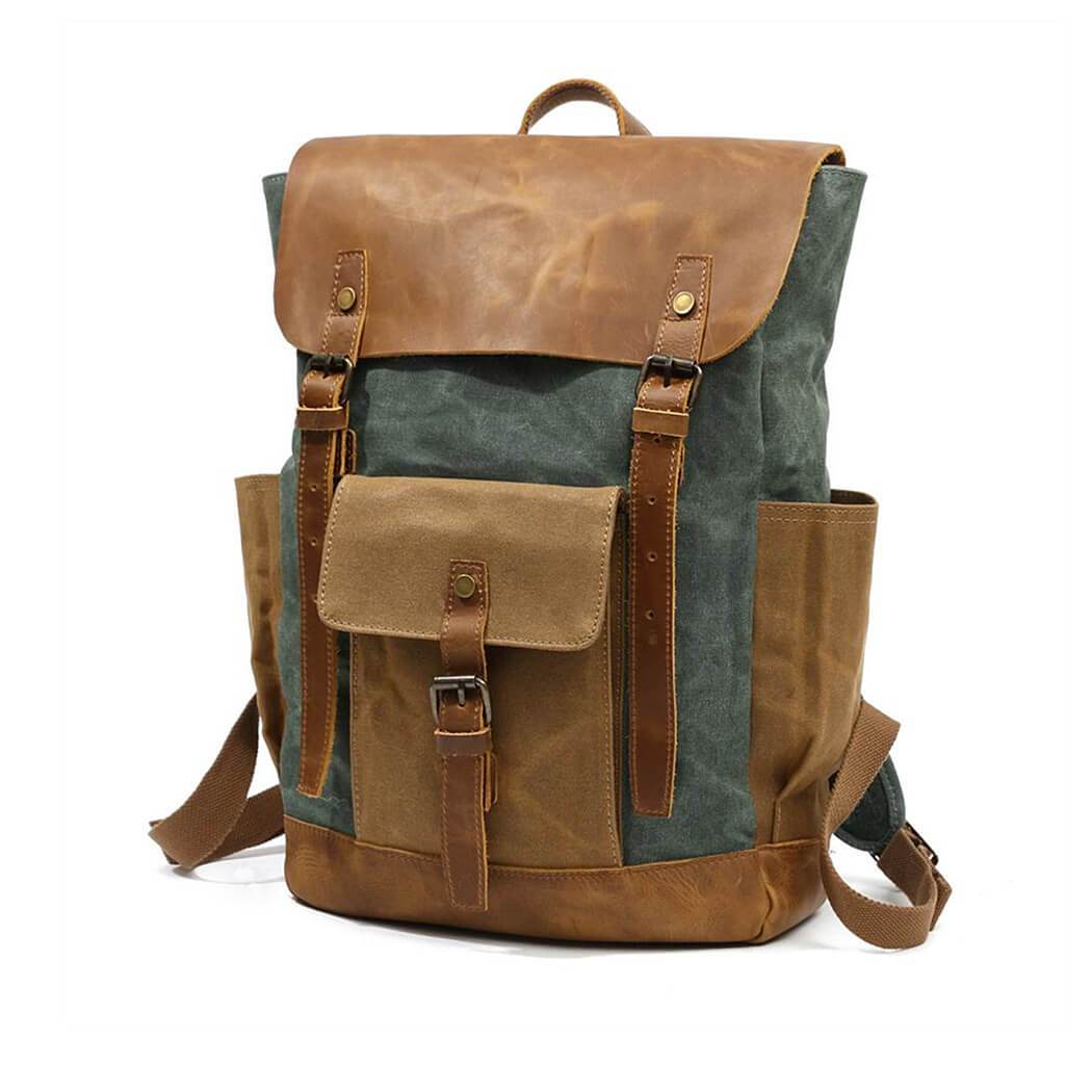 Vintage Waterproof Leather Canvas Backpack Rucksack | Mangata | Reviews ...