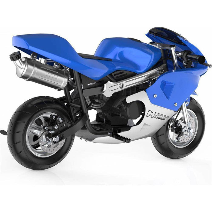FRP Mini Gas Pocket Bike 02 On 50cc 2 Stroke, Support Up to 165 lbs, EPA  Approved, Perfect Mini Pocket Bike for Kids, Blue