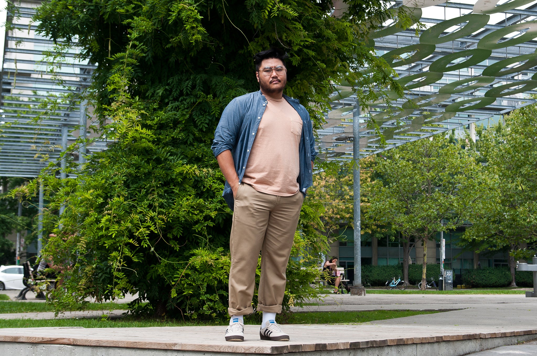 Norse Projects Hans Collarless Chambray Light Indigo at shoplostfound 1