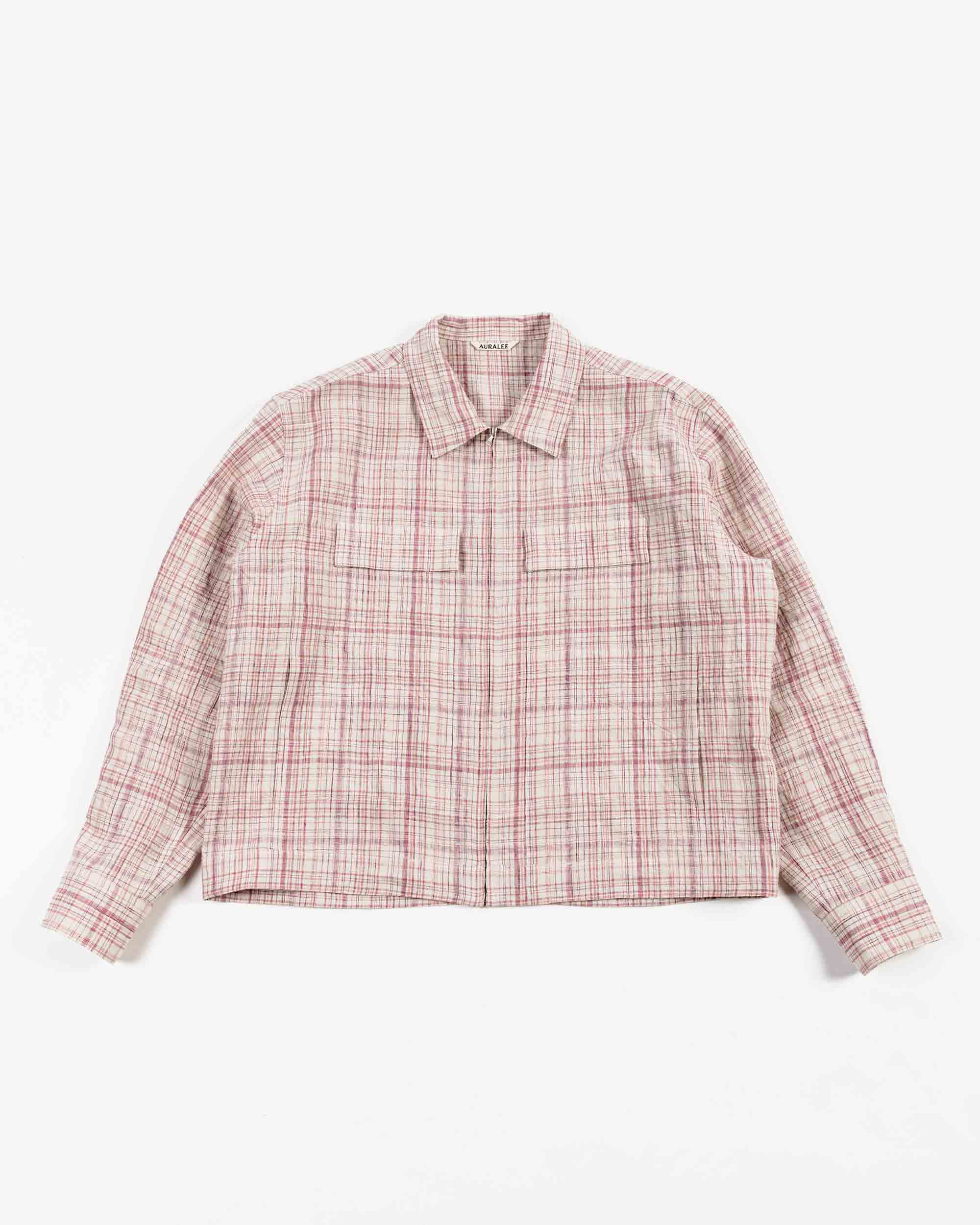 新品 AURALEE LINEN SILK CHECK ZIP BLOUSON odmalihnogu.org