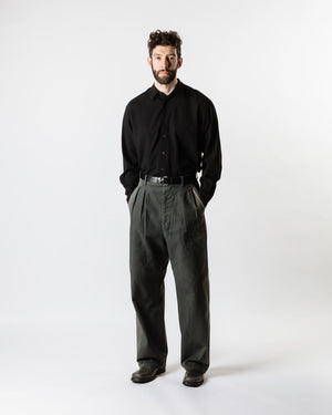 Auralee Finx Natural Gabardine Product Dyed Pants Fade Ink Black