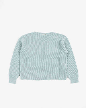 Auralee Hard Twist Wool Rib Knit Boat Neck P/O Light Blue