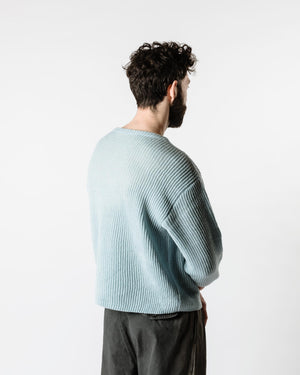 Auralee Hard Twist Wool Rib Knit Boat Neck P/O Light Blue