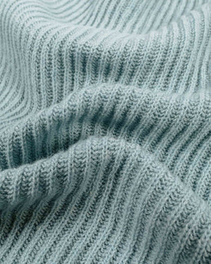 Auralee Hard Twist Wool Rib Knit Boat Neck P/O Light Blue