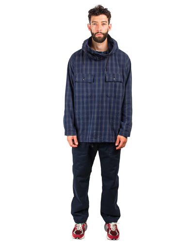 Engineered Garments Cagoule Shirt Navy/Grey Cotton Flannel Plaid